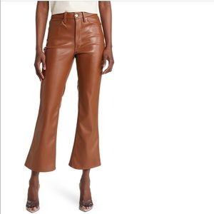 Good American Tan Cropped Vegan Leather Pants